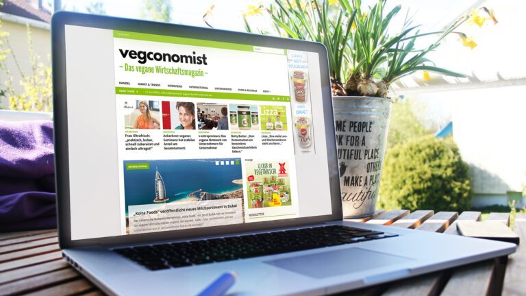 Website mit einer Kommunikationsstrategie für die veganen Marken