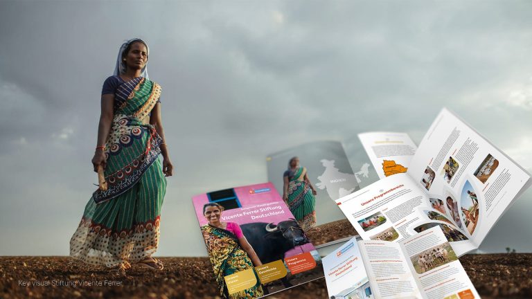 Branding and positioning, content and digital strategy, graphic design, media planning, public relations, copywriting and social media support for the Vicente Ferrer Foundation